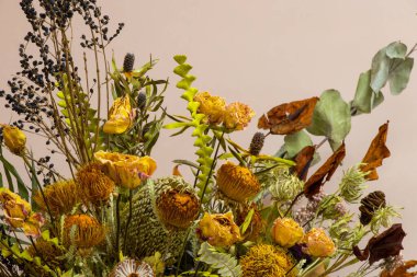 Bir buket farklı kurumuş çiçek.
