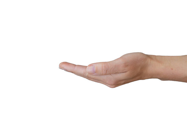 young female hand on a white background