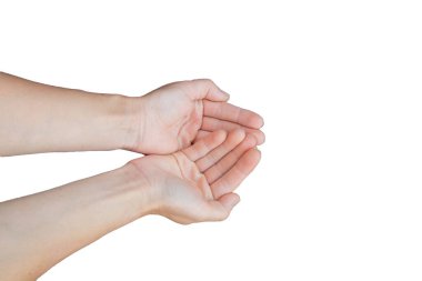 young female hand on a white background