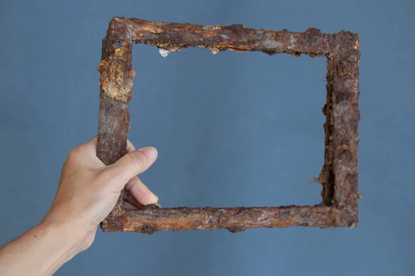 Old Rusty Frame Girl Hand Gray — Stock Fotó