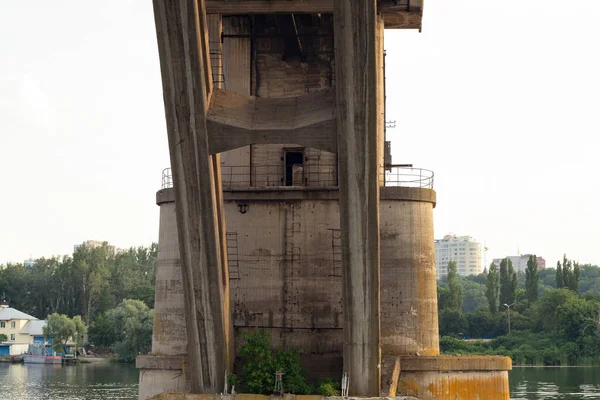 Ponte Ferroviária Sobre Rio Dnieper Cidade Dnieper Pôr Sol — Fotografia de Stock