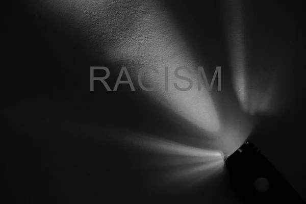 Word Racism English Light Lantern Black White Photo — Stock Photo, Image