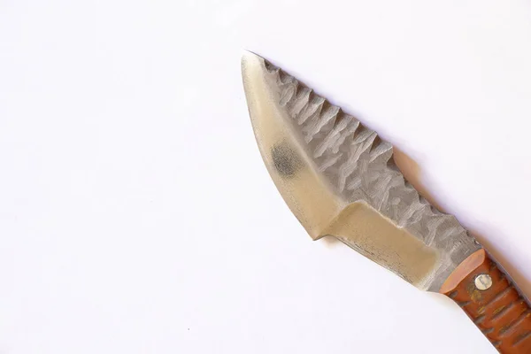 Закрыть Нож Рукояткой Изолированном Фоне — стоковое фото
