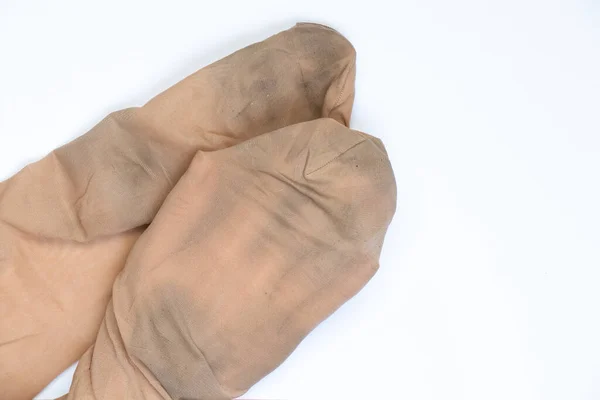 Χέρι Βρώμικο Καλσόν Θηλυκό Έγχρωμο Φόντο — Φωτογραφία Αρχείου