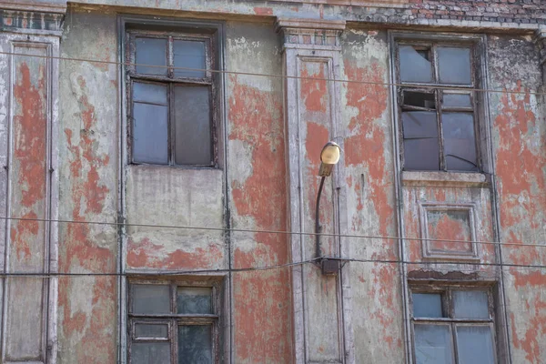 Mur Avec Fenêtres Une Ancienne Usine Non Ouvrière Ukraine Dans — Photo