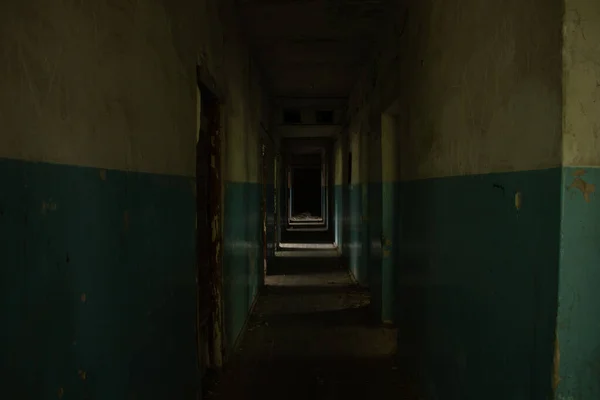 Couloir Sombre Abandonné Des Locaux Vides Dans Ville Dnipro — Photo