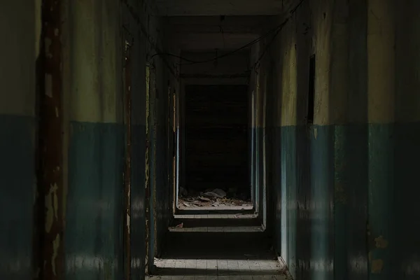 Dunkler Verlassener Korridor Leerer Gebäude Der Stadt Dnipro — Stockfoto