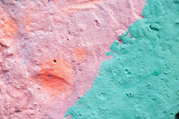 Mint Pink Concrete Wall Paint Background Close — стоковое фото