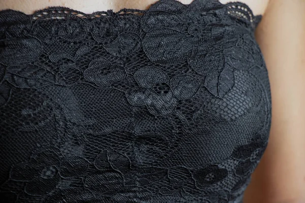 Ung Flicka Spets Svarta Underkläder Närbild Isolerad Bakgrund — Stockfoto