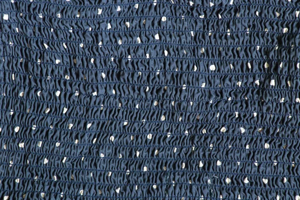 Темно Синяя Морщинистая Горошек Ткани Крупным Планом Горошек Ткань Платье — стоковое фото