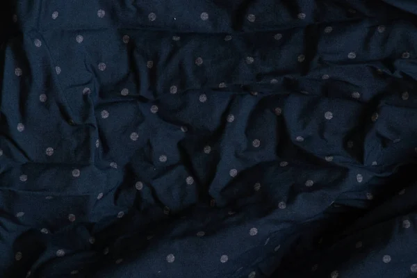 Темно Синя Зморщена Точкова Тканина Полоки Крупним Планом Сукня Точкової — стокове фото