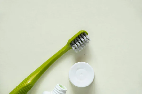 Green New Toothbrush Isolated Background Close — Stock Photo, Image
