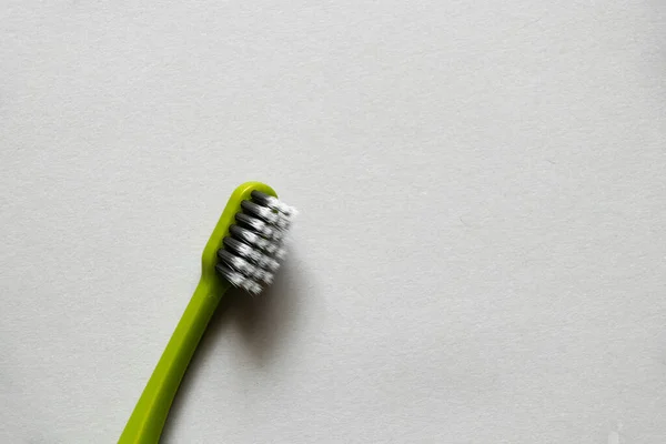 Green New Toothbrush Isolated Background Close — Stock Photo, Image