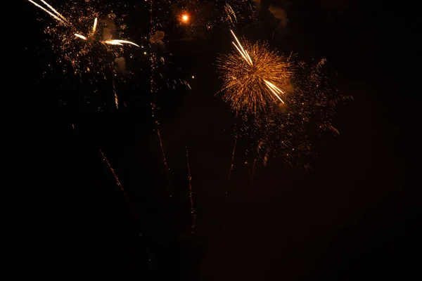 Πυροτεχνήματα Στην Πόλη Dnipro Στην Ουκρανία Νύχτα Την Ημέρα Της — Φωτογραφία Αρχείου