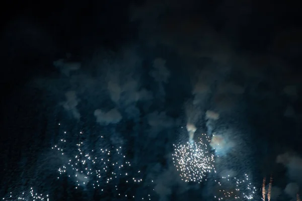 Feuerwerk Der Stadt Dnipro Der Ukraine Der Nacht Auf Den — Stockfoto