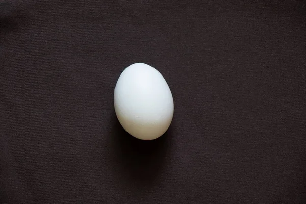 Одно Белое Куриное Яйцо Темном Фоне — стоковое фото