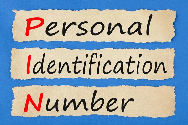 Numéro Identification Personnel Mots Avec Code Pin Écrit Sur Vieux — Photo