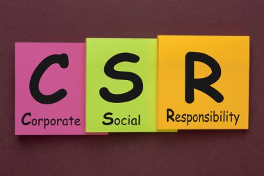 Sosyal renk notları üzerinde yazılı sorumluluk (Csr). Kısaltma iş kavramı.