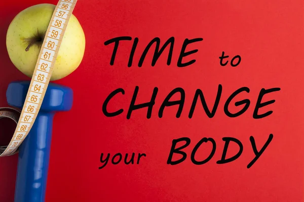 Time To Change Your Body. Motivational fitness quote. Concept sport, diet, fitness, healthy eating.