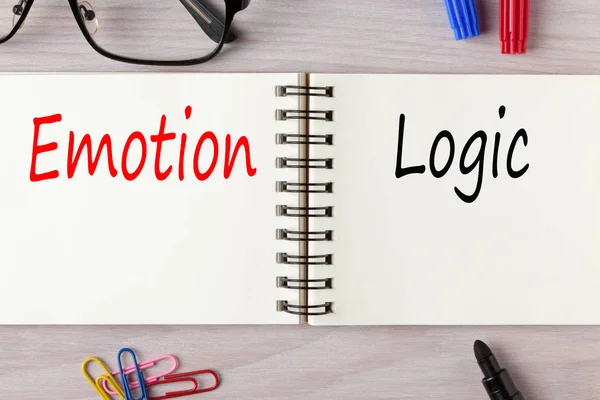 Emotion Logic Written Notebook Marker Pen Business Concept — Stock Photo, Image
