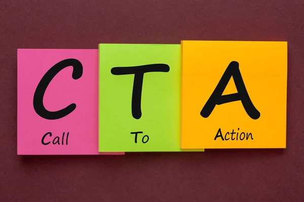 Call Action Escrito Notas Cor Acrónimo Cta — Fotografia de Stock