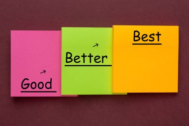 İyi daha iyi renk notları yazılmış en iyi. İş kavramı.