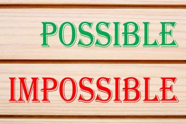 Words Possible Impossible Concept Wood Wall Decor Change Concepts — Stock Photo, Image