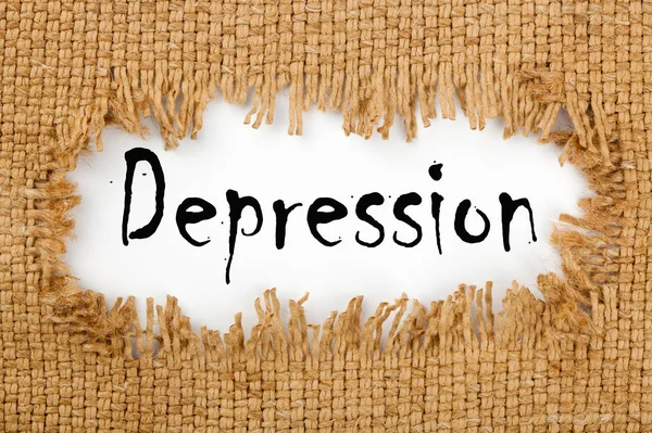 Κατάθλιψη Γραμμένο Στο Τρύπα Λινάτσα Ιατρική Έννοια — Φωτογραφία Αρχείου