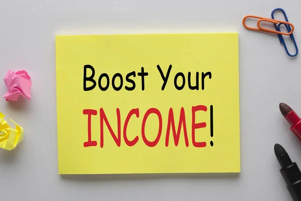 Boost Your Jövedelem Írt Megjegyzés Jelölő Toll Különböző Írószerek Üzleti — Stock Fotó