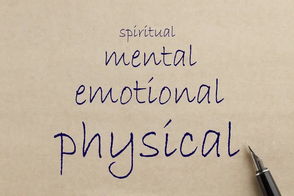 Four Pillars Success Physical Mental Emotional Spiritual Written Old Paper — Stock Photo, Image