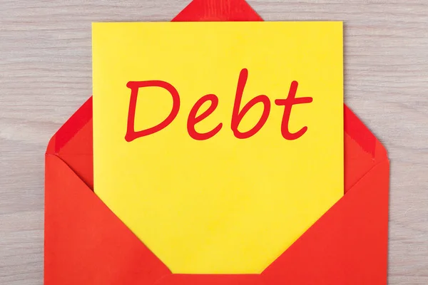Debt Written Letter Red Envelope Business Concept — Stock Photo, Image