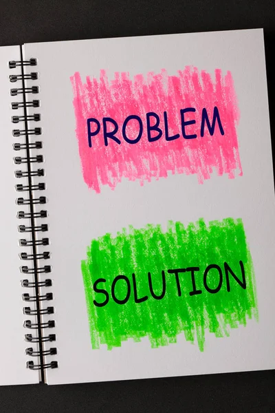 Problema Soluzione Sketchbook Dipinto Rosso Verde Concetto Aziendale — Foto Stock