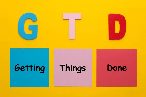 Akronym Gtd Getting Things Done Γραμμένο Σημείωμα — Φωτογραφία Αρχείου
