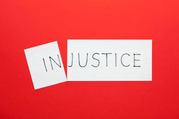 Cambiar Palabra Injusticia Por Justicia Una Sábana Blanca — Foto de Stock