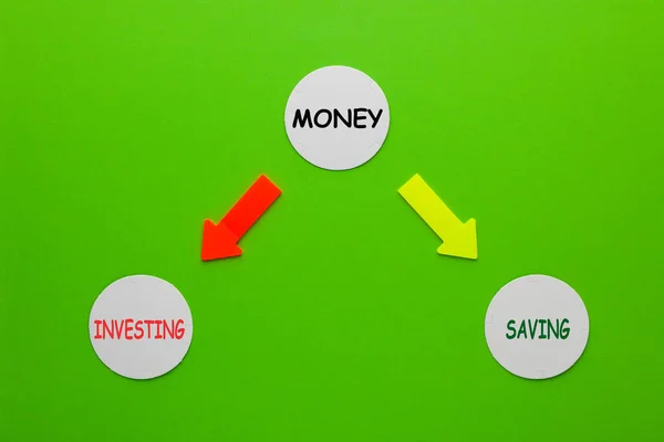 Diagramma Denaro Investimenti Risparmio Sui Cerchi — Foto Stock