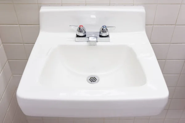 Straight shot of clean white sink