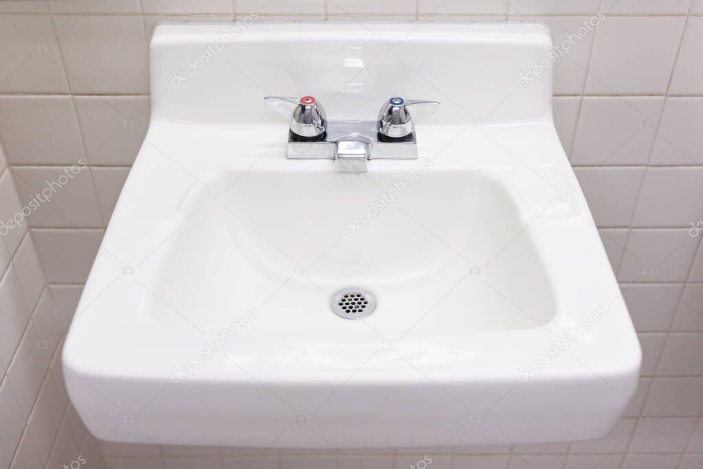 Straight shot of clean white sink