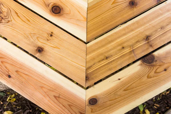 Ławka Drewna Cedrowego Projekt Stolarki Zewnętrznej — Zdjęcie stockowe