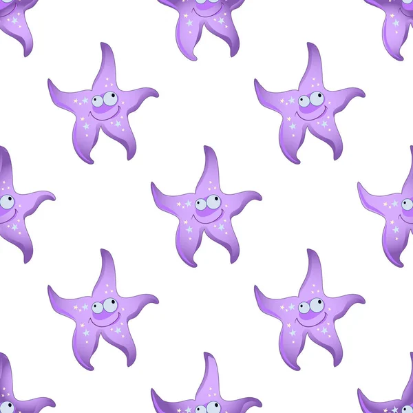 Sea Star Kreslený Charakter Vzor — Stockový vektor