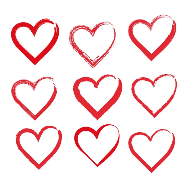 Jogo Vetor Corações Amor Decoração Cartões Férias Valentines Vetores De Stock Royalty-Free
