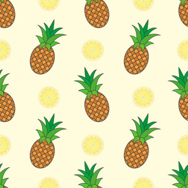 Çizgi film ananaslı vektör deseni