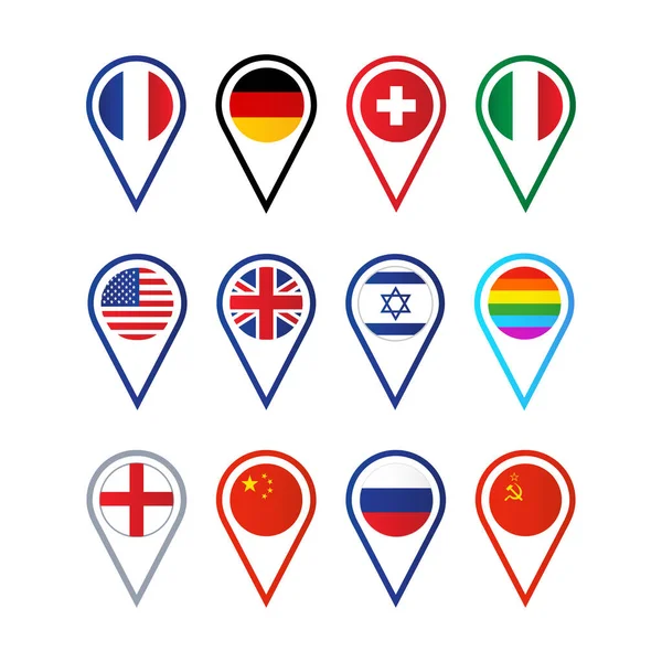 Vektorbild Flaggor Från Olika Länder — Stock vektor