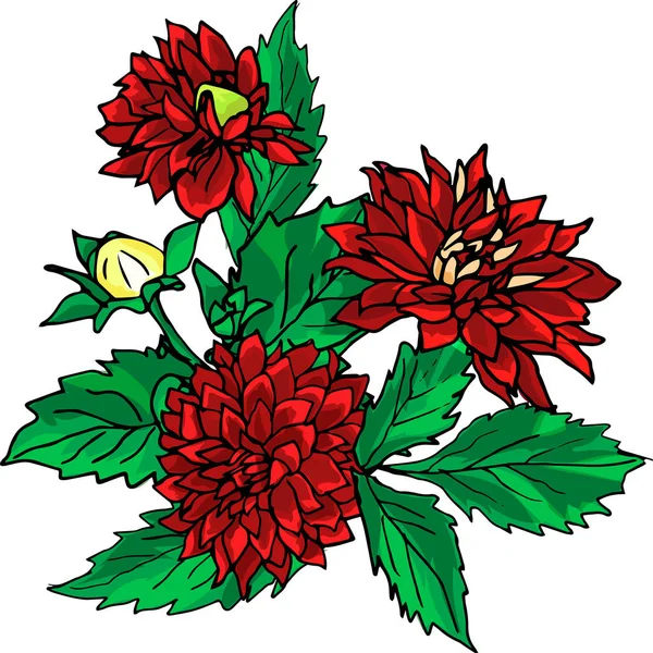 Três flores vermelhas — Vetor de Stock