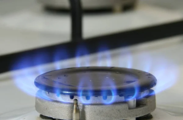 gas burner with blue flame