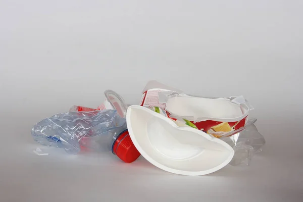 Plastic transparent and white packaging that was used