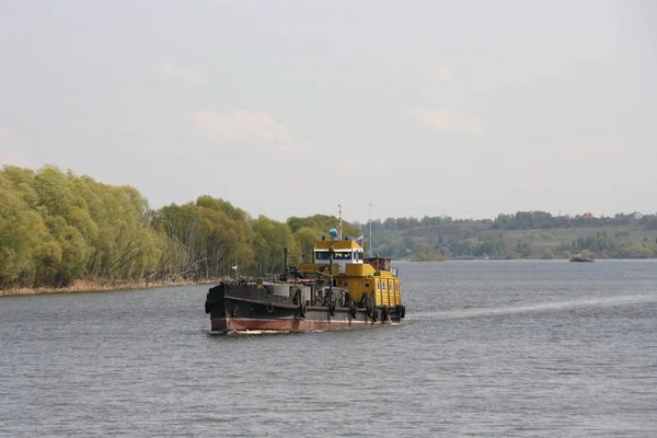 Ship on the river Oka near the village of Konstantinovo Ryazan region