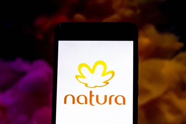 Brazilië Maart 2019 Natura Logo Mobiel Scherm — Stockfoto