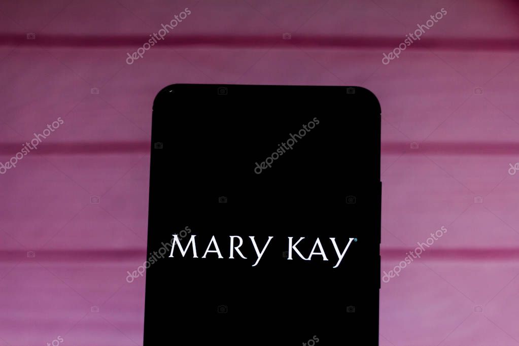 BRAZIL - MARCH 11, 2019: Mary Kay logo on screen of mobile device