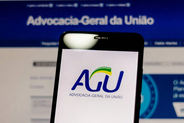 Brazil March 2019 Logo Advocacia Geral Unio Screen Mobile Device — Stock Photo, Image