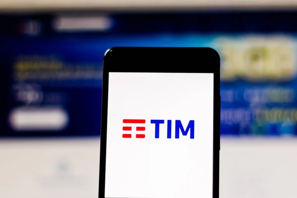 Brazil March 2019 Operator Logo Tim Screen Mobile Device — Stock Photo, Image